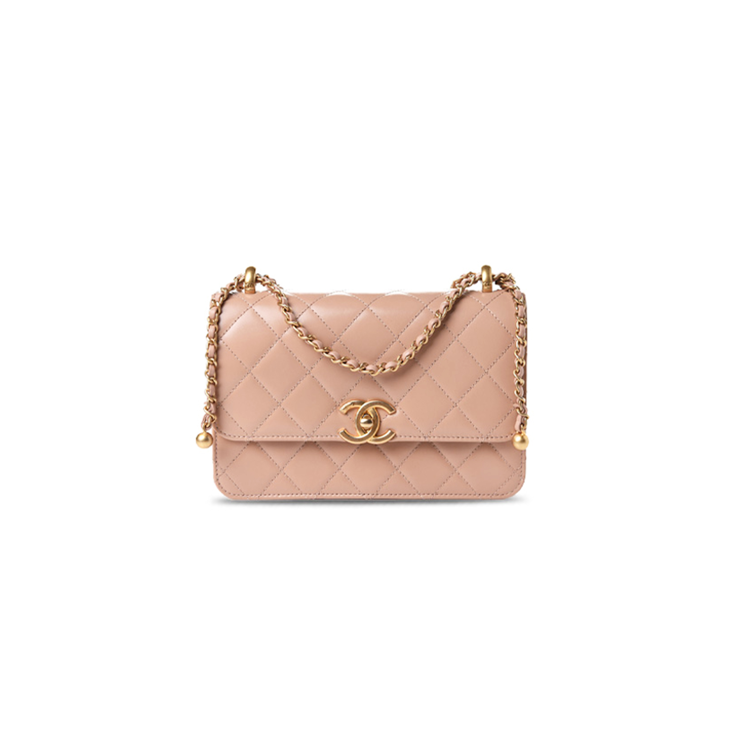 CHANEL CALFSKIN QUILTED PERFECT FIT FLAP BEIGE  (22*14*8cm)